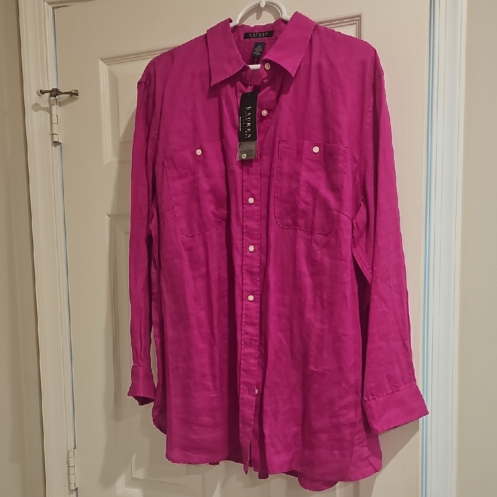 Lauren Ralph Lauren Fuchsia Button-Down Shirt